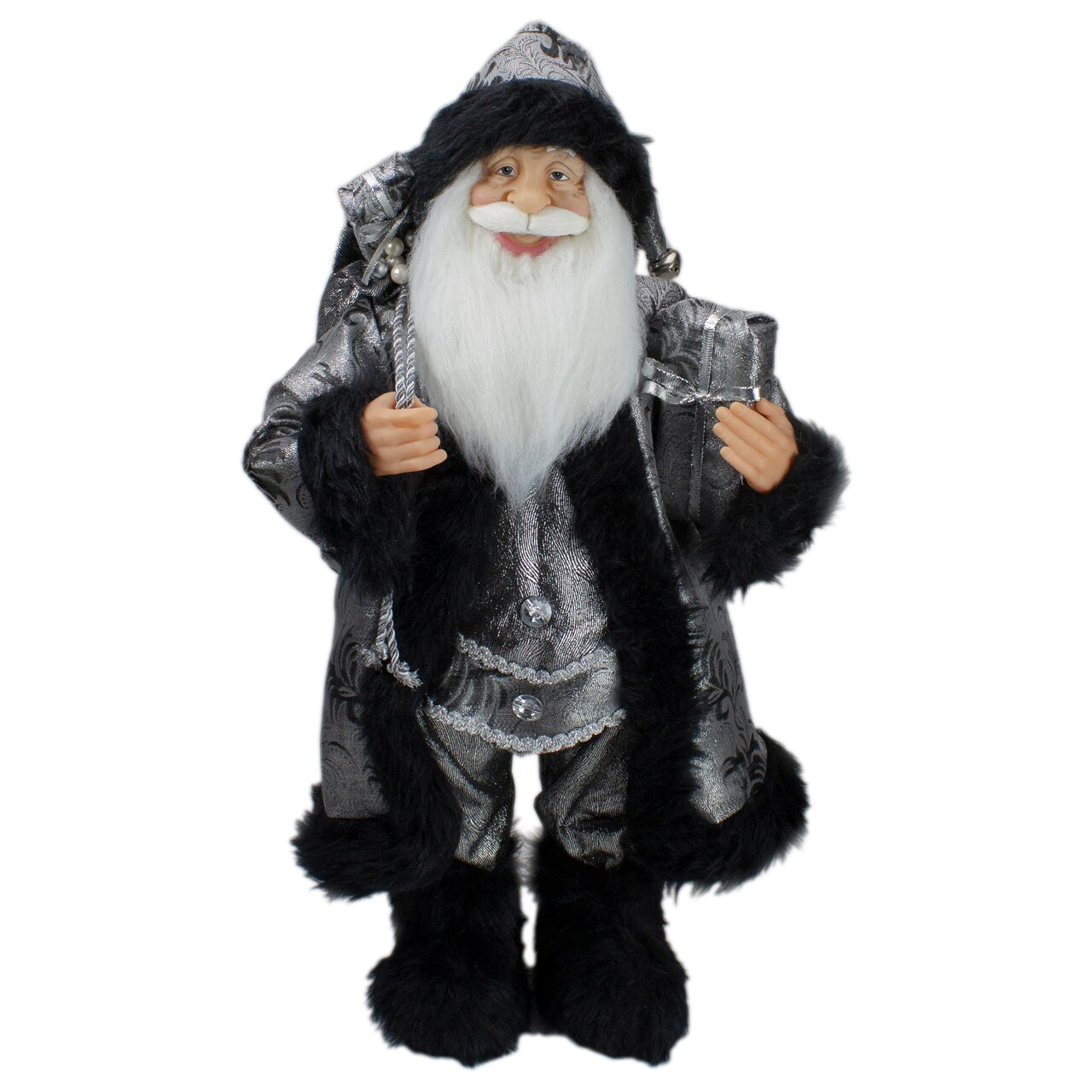 Northlight 24" Santa Claus with Gifts Christmas Figure - Silver and Black